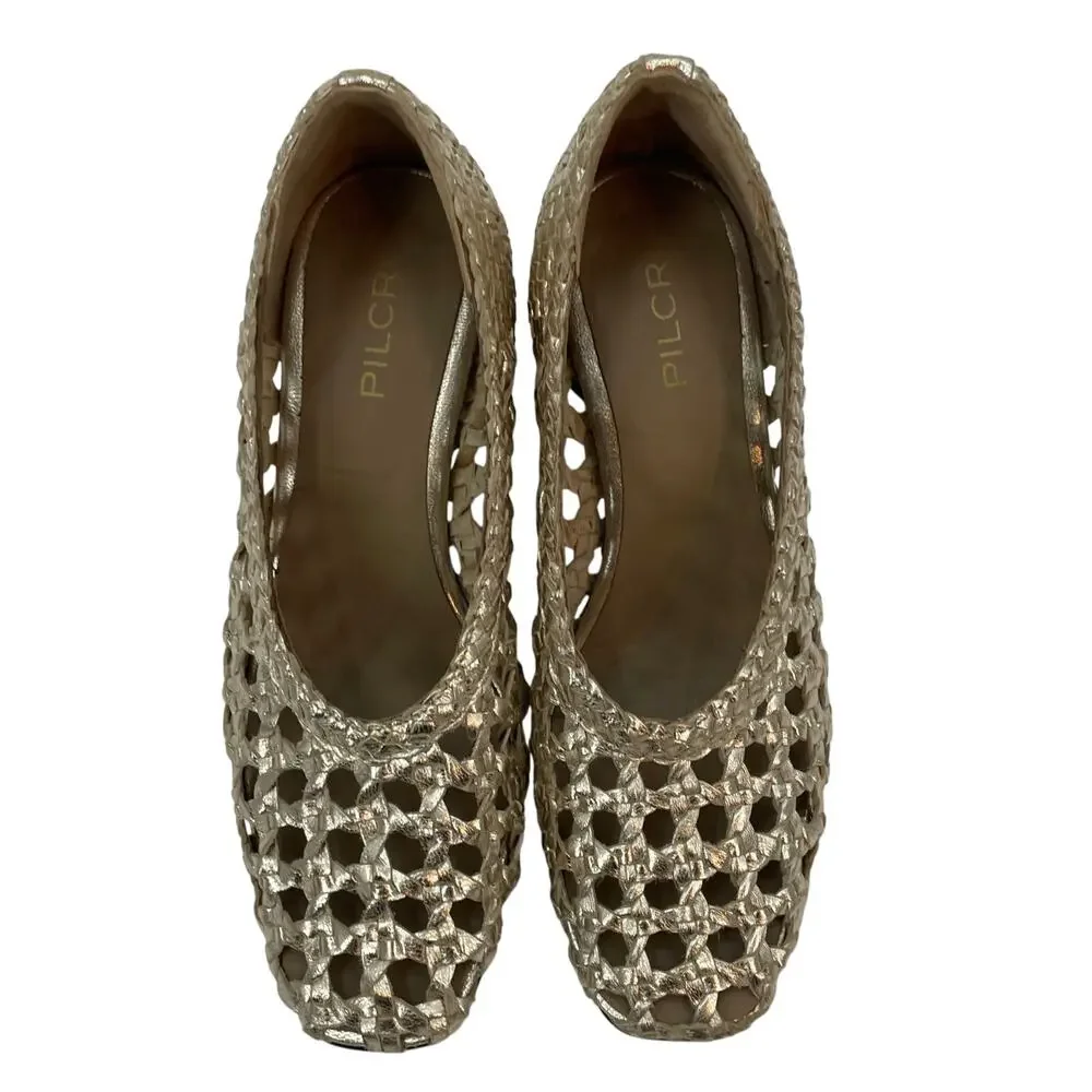 Anthropologie Pilcro 36 / 6 Woven Ballet Heels Metallic Gold